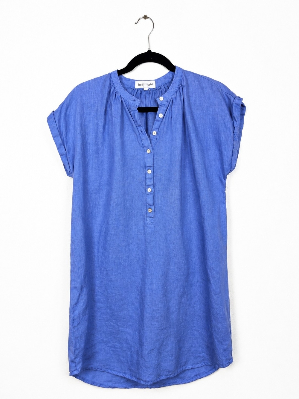 Bella Dahl 100% Linen Blue Shirt Dress Tunic Coastal Minimalist Small
